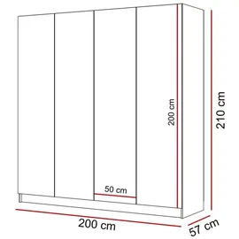 lookway Drehtürenschrank Aurel 200 x 210 x 57 cm Beige