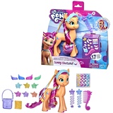 My Little Pony MLP Rainbow Reveal Sunny Starscout – 15 cm große, orangefarbene Ponyfigur mit Regenbogen-Zopf und 17 Accessoires