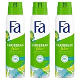 Fa Caribbean Wave Deodorant Spray 3 x 150 ml
