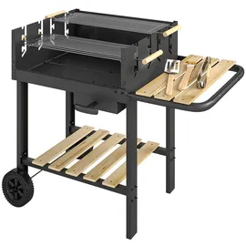 Outsunny Holzkohlegrill Grillwagen schwarz