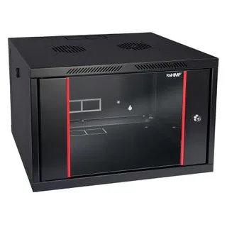 HMF Netzwerkschrank 66407-02, 19 Zoll, 7HE Wandgehäuse, 55 x 37 x 45 cm, schwarz