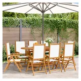 vidaXL Gartenstuhl Verstellbar 8 Stk. Cremeweiß Stoff und Massivholz