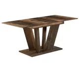 B&D home Esstisch Willem, ausziehbar 120-160x80 cm 4-6 Personen Küchentisch Holztisch mit Säule für Esszimmer, Küche, skandinavisch modern Design, Texas-Eiche, 11201-WE-EITE