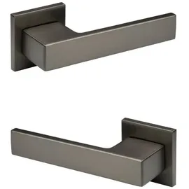 HEXIM Designer Türgarnitur, Zimmer Türgriff WC / Bad Aluminium matt in 4 Farben - Ricardo Borelli Q06: graphit matt, Türgriffe