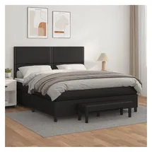 vidaXL Boxspringbett mit Matratze Schwarz 180x200 cm Kunstleder