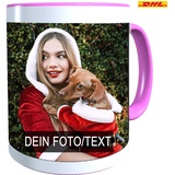 Tasse mit Foto/Text Bedrucken Lassen Fototasse Personalisieren (Rosa)