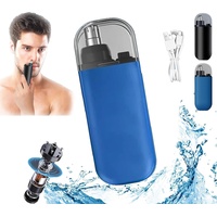 CleanLook Tragbarer Nasenhaarschneider, Tragbarer Ohr- und Nasenhaarschneider für Männer und Frauen, wiederaufladbar, wasserdicht, Dual-Kantenklingen, Trimmer, Nasenhaarentferner (Blau)