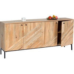 Sideboard HWC-L95, Kommode Schrank Anrichte, Massiv-Holz Mango 79x176x42cm MVG-zertifiziert, natur