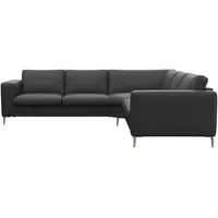 FLEXLUX Ecksofa »Fiore, gleichschenklig, super Sitzkomfort durch Kaltschaum im Sitz«, breite Armlehnen, Füße Alu+ Eiche, L-Form schwarz