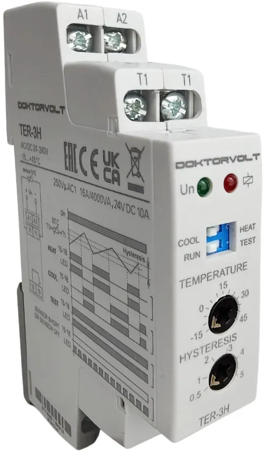 ELKO Thermostat zur Temperaturüberwachung und -regelung TER-3H im Bereich von -15°C bis +45°C einstufig 8468