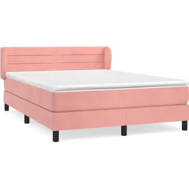 vidaXL Boxspringbett mit Matratze Rosa 140x200 cm Samt
