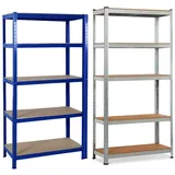 Rigogo 5 Böden Regal Lagerregal Metall Werkstattregal mit 5 Verstellbare Ablagen, bis 875 kg Belastbar Bolzenloses Design Einfache Montage für Garage, Werkstatt, Speisekammer- 170 x 75 x 30 cm(Blau)
