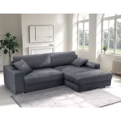 Ecksofa EXXPO - SOFA FASHION "Larnaca, inkl. Bettfunktion und Bettkasten, bequem und komfortabel", grau (anthrazith), B:269cm H:90cm T:177cm, Sofas, mit extrabreiten Rückenkissen und 2 Zierkissen
