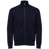 Selected Herren Selected Basic Strickjacke | Einfarbiger Baumwolle Cardigan | SLHBERG Zip Longsleeve Sweatshirt, Farben:Navy, Größe Pullover:XL