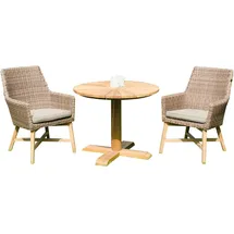 SonnenPartner 3-teilige Sitzgruppe Helios & Solis Ø 90 Cm Aluminium/teakholz Mit Polyrattan Rustic-s - Sonnenpartner