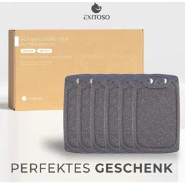 Exitoso Frühstücksbrett Marmor-Optik 6er-Set 15x25cm schwarz & Schwarz