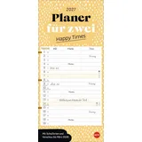 Heye Deko-Slimplaner Happy Times 2027: Modern-minimalistisch mit grafischem Akzent: Schmaler Partnerkalender für gute Terminübersicht. Wandkalender 2027 für zwei im Format 16 x 34,7 cm