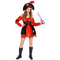 dressforfun Piraten-Kostüm Frauenkostüm Piratin Mia Stiefelriemen rot M - M