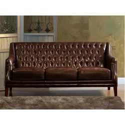 Ledersofa 3-Sitzer - Braun - COLBERT