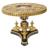 Casa Padrino Barock Esstisch Dunkelbraun / Mehrfarbig / Gold - Prunkvoller Massivholz Esszimmertisch im Barockstil - Barock Esszimmer Möbel - Edel & Prunkvoll