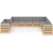 vidaXL Garten-Lounge-Set 10-tlg. natur/grau 3076974