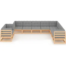 vidaXL Garten-Lounge-Set 10-tlg. natur/grau 3076974