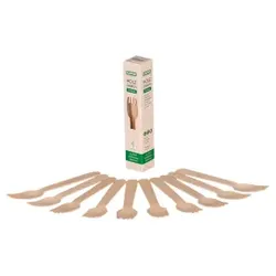 Kesper Einweggabeln aus Birke, geschmacksneutral, Robustes Einweggeschirr aus nachhaltigem Buchenholz, 1 Packung = 10 Einweggabeln