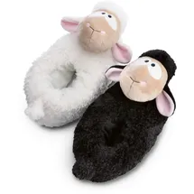 NICI Hausschuhe Schaf Wool*y Gang Gr. 34-37 (M) Schwarz-Weiß - Nachhaltige warme NICI Kuscheltier Hausschuhe mit Anti-Rutsch Sohle für Kinder & Erwachsene - 49925