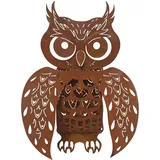 Bornhöft Edelrost Eule, tierische Gartendeko aus rostigen Metall Kautz Waldkautz 3D Eisen Edelrost Rost Gartenskulptur Gartendeko Windlicht 62cm rosige Gartendekoration