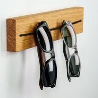 Woodkopf® Brillenaufbewahrung mehrere Brillen, Brillenhalter Wand, Brillenständer/Sonnenbrillen Organizer Holz zum Aufhängen der Brille, Brillen-Display (Befestigung zum Kleben)