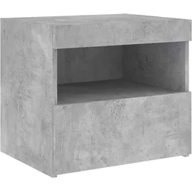 vidaXL Nachttische mit LED-Leuchten 2 Stk. Betongrau 50x40x45 cm
