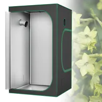 Froadp Growzelt 120x120x200 cm Zuchtzelt mit 600D Oxford-Gewebe und Stahlrahmen Lichtdichter Growschrank mit Reflektierender Innenfolie Gewächshaus für Pflanzenzucht Indoor, Schwarz