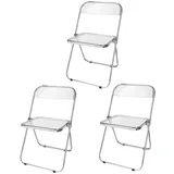 Haloyo® 3er-set Klappbaren Esszimmerstuhl, Modernes Transparentes Design, Acryl & Stahl, Transparent