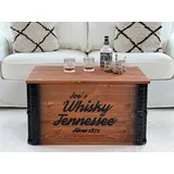 Uncle Joe ́s Truhe Whisky Couchtisch mit Stauraum, Truhentisch mit Deckel, Vintage Möbel Shabby Chic aus Massivholz, Holzkiste Beistelltisch, Wohnzimmer-Tisch in Nussbaum Braun, 55T x 80B x 44H cm