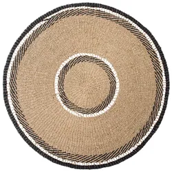 Broste Copenhagen - Anina Teppich, Ø 120 cm, natur / schwarz