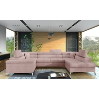 JVmoebel Ecksofa, Ecksofa U-Form Sofa Couch Design Polster Schlafsofa Bettfunktion rosa