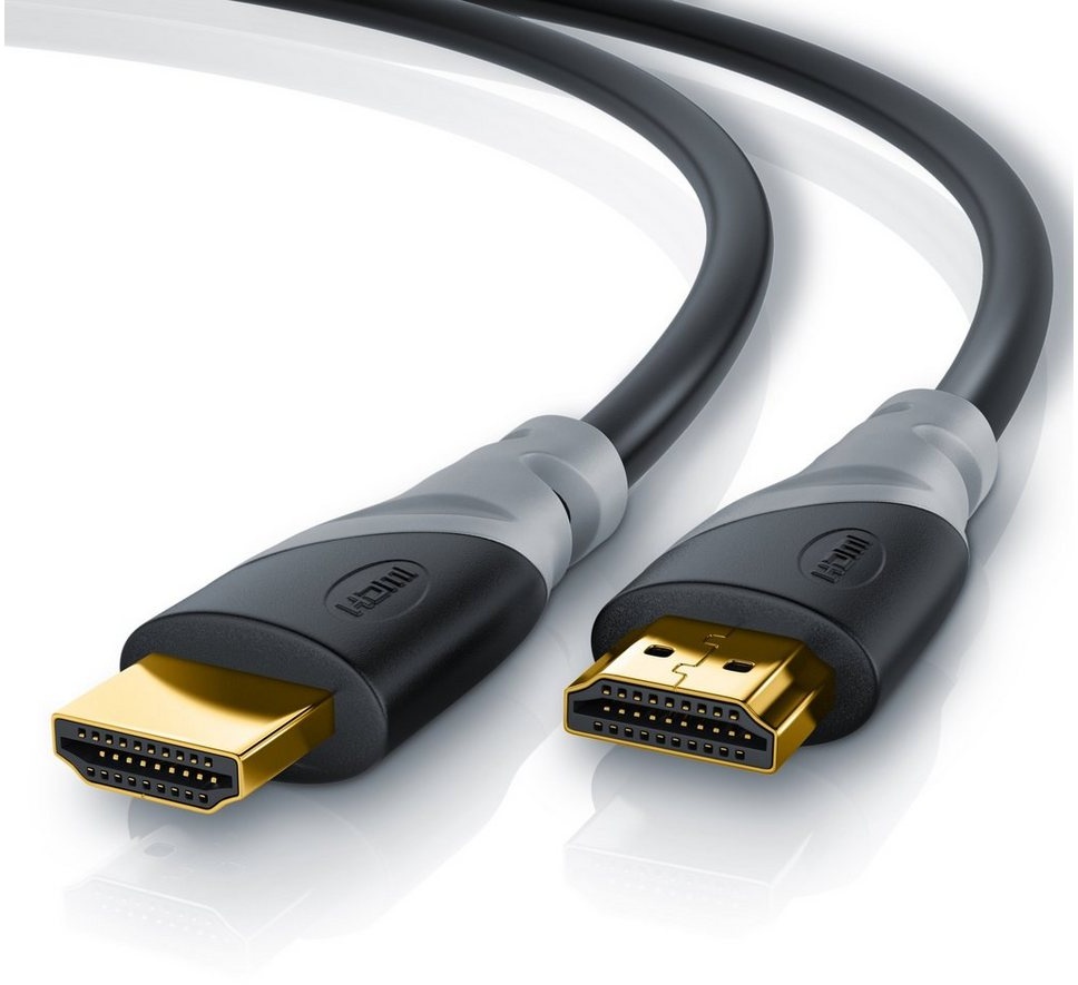 CSL HDMI-Kabel, 2.0b, HDMI Typ A (200 cm), 3fach geschirmt, Ultra HD, Full HD, 3D, High Speed mit Ethernet - 2m grau|schwarz