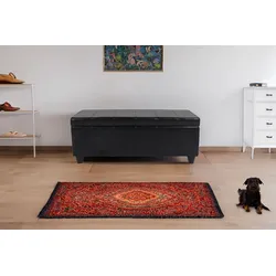Mendler Bank Sitzbank MIT Aufbewahrung Kriens Leder + Kunstleder 112x45x45cm ~ rot