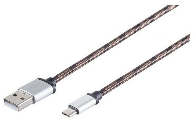Kabelbude.eu USB Ladekabel, USB-A-Stecker auf USB Micro B Stecker, Nylon Smartphone-Kabel, (200 cm) braun