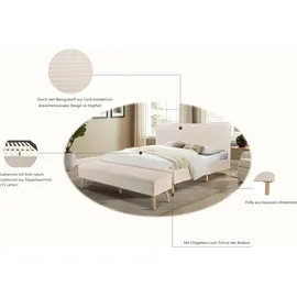 Home Affaire Polsterbett HOME AFFAIRE "Armandine inkl. Lattenrost", beige (beige, beige, beige), B:145,5cm H:100cm L:212cm, Betten, Polsterbett, Kopfteil mit Cordbezug, erhältlich in den Breiten 140cm & 180cm