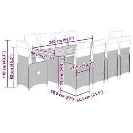 vidaXL Garten-Bistro-Set 11-tlg. Grau