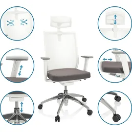 HJH Office Aspen White Pro Netzstoff Grau