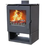 Kaminofen ALAZ K5S Schwarz Holzofen 6 kW Holz Ofen Kamin Heizofen Dauerbrandofen Hüttenofen - Schwarz