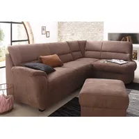 Ecksofa SIT & MORE "Pandora L-Form", braun (schoko), B:251cm H:91cm T:176cm, Luxus-Microfaser ALTARA NUBUCK (100% Polyester), Luxus-Microfaser ALTARA NUBUCK (100% Polyester), Luxus-Microfaser (100% Polyester), Sofas, wahlweise mit Bettfunktion und Bettkasten