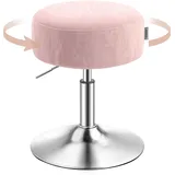 VASAGLE Schminkhocker Schminkstuhl, Barhocker, höhenverstellbar, 360° drehbar, PU, Dicke Polsterung, für Schlafzimmer, Küche, Esszimmer, modern, pastellrosa LJB120S01