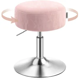 VASAGLE Schminkhocker Schminkstuhl, Barhocker, höhenverstellbar, 360° drehbar, PU, Dicke Polsterung, für Schlafzimmer, Küche, Esszimmer, modern, pastellrosa LJB120S01