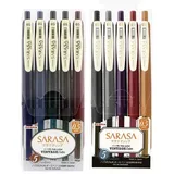 Zebra Sarasa Clip 0.5 Retractable Gel Pen Rubber Grip 0.5mm Vintage Colors 10 Colors Bundle (JJ15-5C-VI+JJ15-5C-VI2)