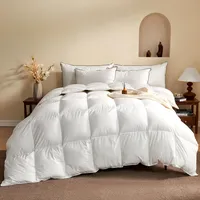 KUSNUG 50% Daunendecke 200x200 cm, Baumwollmischung Ganzjahresdecke mit Daunen und Federn, Extra Weich, Atmungsaktiv Bettdecke Mittelwarm
