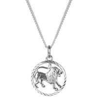 Anhänger 15 mm 925 Silber Sternzeichen Löwe und Panzerkette 1,4 mm Kettenanhänger Unisex Schmuckbox (40)