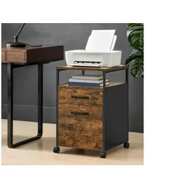 VASAGLE Aktenschrank 44 x 42 x 66,5 cm Braun-Schwarz